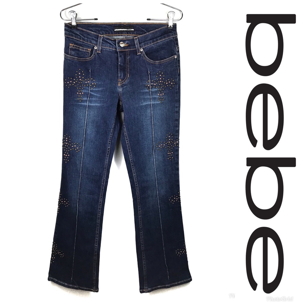 LIKE NEW BEBE Rhinestone Embellished Jeans Sz 29